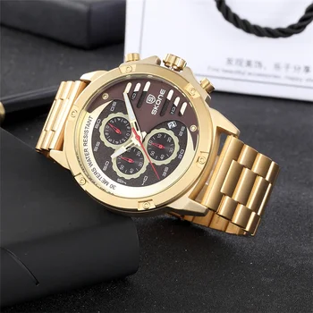 

Skone Golden Watches Men Top Brand Luxury Waterproof Business Watch Male Calendar Quartz Clock Man Watch relogio masculino