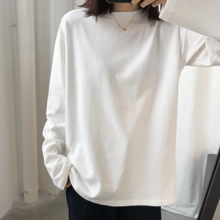 Long Sleeve Women Cotton Casual Tee Shirts O Neck Solid Loose Home T Shirts Femme Soft Basic Tops White Black
Long Sleeve Women Cotton Casual Tee Shirts O Neck Solid Loose Home T Shirts Femme Soft Basic Tops White Black