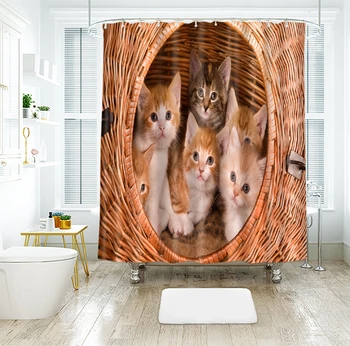 Kittens in the Bamboo Basket 3d Cat and Dog Shower Curtains Beauty Bathroom Curtain Thicken Waterproof Thickened Bath Curtain
Kittens in the Bamboo Basket 3d Cat and Dog Shower Curtains Beauty Bathroom Curtain Thicken Waterproof Thickened Bath Curtain