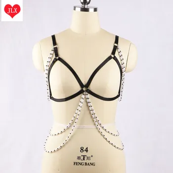 New Women Sexy Bondage Lingerie Body Harness Pearl chain Fetish Wear Cage Bra Harajuku Gothic Body Cage Harness Bra
New Women Sexy Bondage Lingerie Body Harness Pearl chain Fetish Wear Cage Bra Harajuku Gothic Body Cage Harness Bra