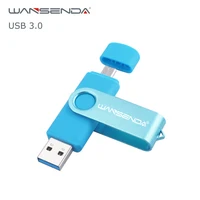 WANSENDA OTG USB 3.0 USB Flash drives Pen Drive for Android system 8GB 16GB 32GB 64GB 128GB External Storage 2 in 1 Pendrive image