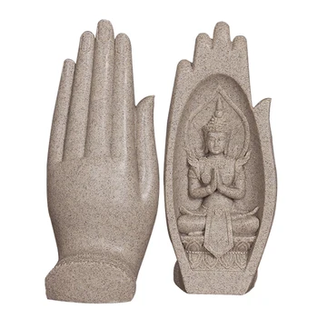 

New Chinese Buddha Hand Figurines Retro Art Zen Buddha Ornaments Porch Living Room Classical Crafts Home Furnishing Decorations