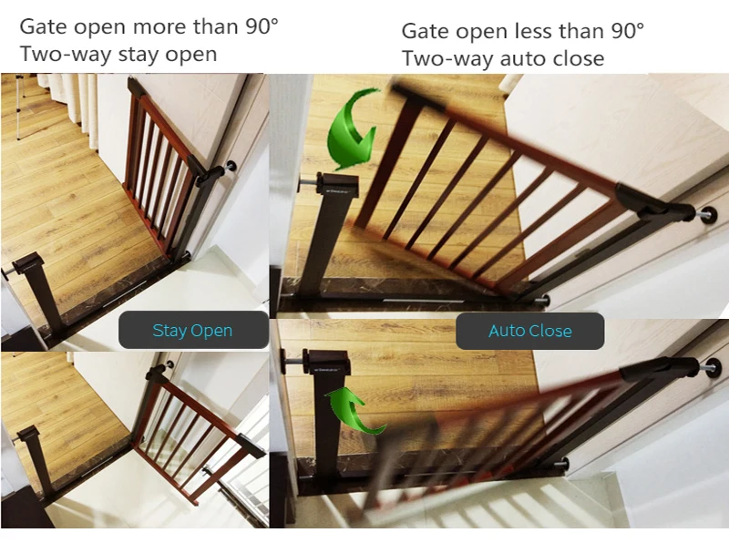 75 to 84 cm Wooden Baby Gate for Stairs with 5cm Thick Steel Frame for Child Security 2 75 to 84 cm Wooden Baby Gate for Stairs with 5cm Thick Steel Frame for Child Security 6