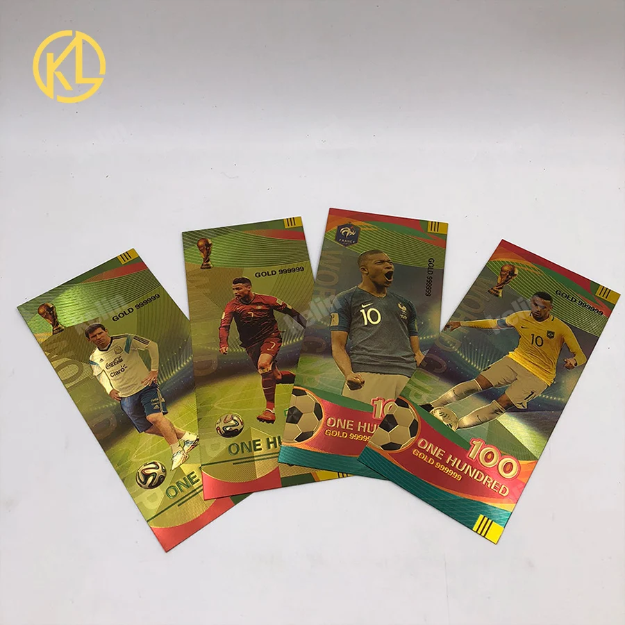 4pcs/lot sport Football Star souvenir gifts 24K Gold Banknotes for fans gifts and playing money with certificate
4pcs/lot sport Football Star souvenir gifts 24K Gold Banknotes for fans gifts and playing money with certificate