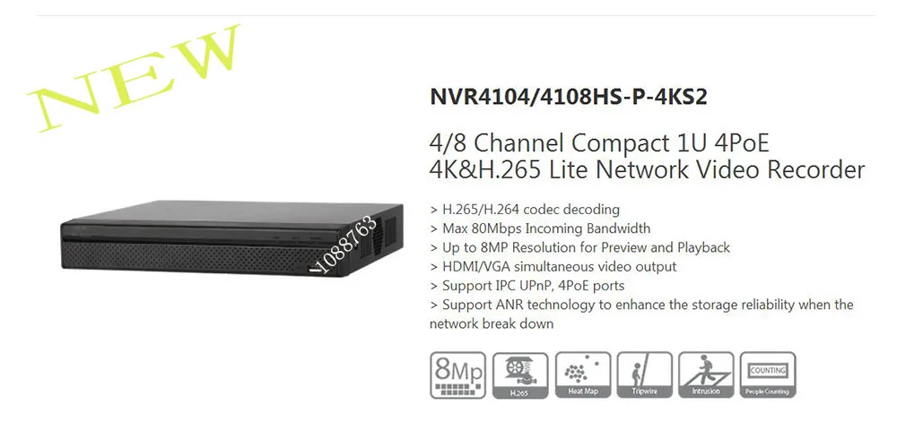 Free Shipping DAHUA 4/8 Channel Compact 1U 4PoE 4K&H.265 Lite NVR without Logo NVR4104HS-P-4KS2/NVR4108HS-P-4KS2
Free Shipping DAHUA 4/8 Channel Compact 1U 4PoE 4K&H.265 Lite NVR without Logo NVR4104HS-P-4KS2/NVR4108HS-P-4KS2