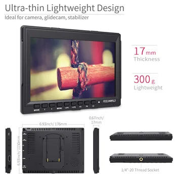 Feelworld FW759 7 Inch IPS 1280x800 HDMI Field Monitor with Peaking Focus 7" LCD Monitor for DSLR Camera Photo Studio
Feelworld FW759 7 Inch IPS 1280x800 HDMI Field Monitor with Peaking Focus 7" LCD Monitor for DSLR Camera Photo Studio