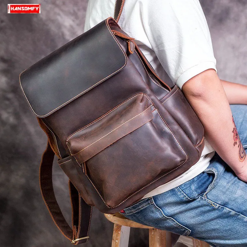 Handmade Leather Men's Backpack Shoulder Bag Travel Computer Backpacks Retro Casual Top Layer Leather Crazy Horse Leather Men
Handmade Leather Men's Backpack Shoulder Bag Travel Computer Backpacks Retro Casual Top Layer Leather Crazy Horse Leather Men