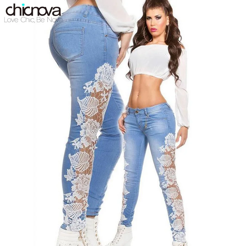 Sexy Women's low waist Lace washed Denim Jeans Hollow out Crochet jeans pencil Pants for women FS0030
Sexy Women's low waist Lace washed Denim Jeans Hollow out Crochet jeans pencil Pants for women FS0030