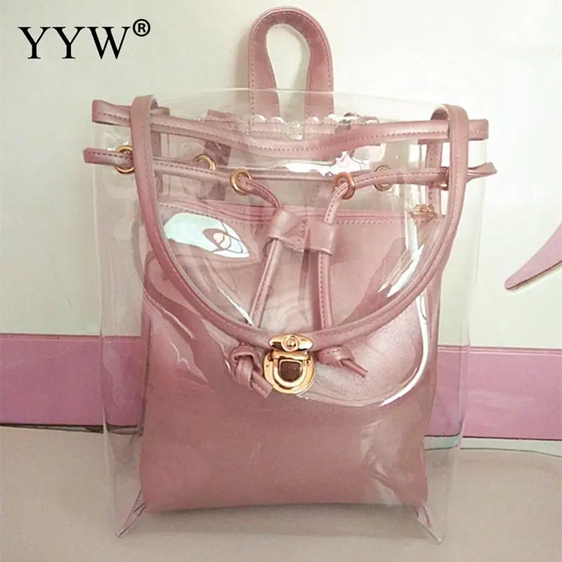 Satchel tote bag Women Backbag Clear Jelly Transparent Pvc Bag 2pcs Candy Color Tote Bag Designer Purse Bolsa Crossbody Bag 2018
Satchel tote bag Women Backbag Clear Jelly Transparent Pvc Bag 2pcs Candy Color Tote Bag Designer Purse Bolsa Crossbody Bag 2018