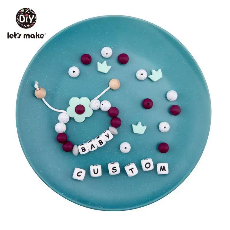 Let's Make 5pc Silicone Flower Bracelet Custom Name Silicone Nursing Teething Pram Toy BPA Free Silicone Beads DIY Baby Teethers
Let's Make 5pc Silicone Flower Bracelet Custom Name Silicone Nursing Teething Pram Toy BPA Free Silicone Beads DIY Baby Teethers
