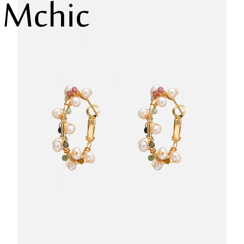 Mchic High Grade Temperament Natural Tourmaline Stone Hoop Earrings Charm Freshwater Pearls Earrings for Women Party Gift Bijoux
Mchic High Grade Temperament Natural Tourmaline Stone Hoop Earrings Charm Freshwater Pearls Earrings for Women Party Gift Bijoux