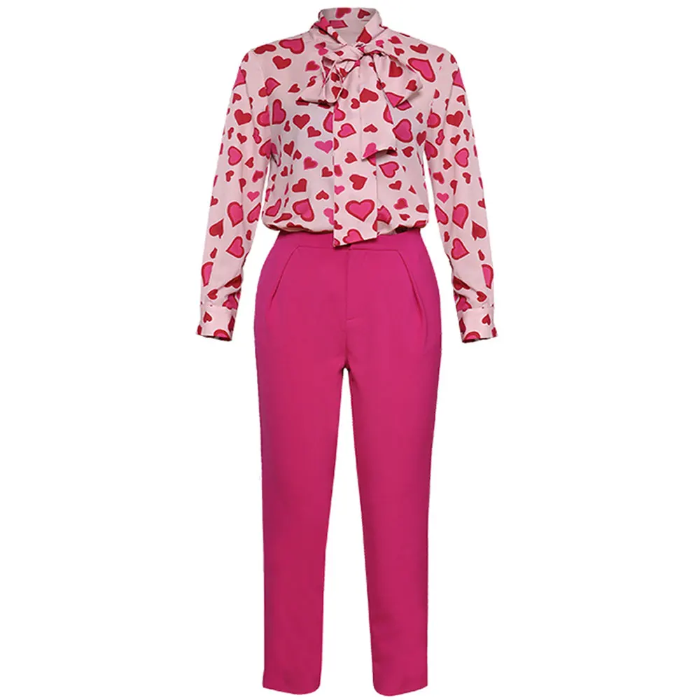 Red RoosaRosee 2019 Summer Women's Heart Print Long Sleeve Shirt Blouse Tops Pencil Pants Fashion Office Lady 2 Piece Set Suit
Red RoosaRosee 2019 Summer Women's Heart Print Long Sleeve Shirt Blouse Tops Pencil Pants Fashion Office Lady 2 Piece Set Suit