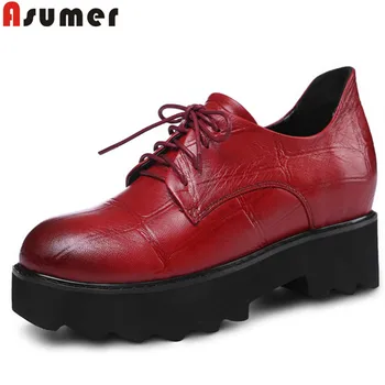 ASUMER fashion spring autumn shoes women round toe lace up genuine leather shoes square high heels shoes platform female shoes
ASUMER fashion spring autumn shoes women round toe lace up genuine leather shoes square high heels shoes platform female shoes