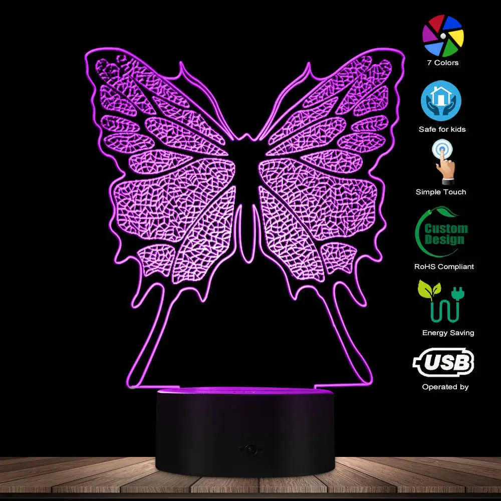 3D Hologram Illusion Butterfly Fashion Modeling Nightlight Color Changing LED Table Light Novelty Baby Night Light Visual Lamp
3D Hologram Illusion Butterfly Fashion Modeling Nightlight Color Changing LED Table Light Novelty Baby Night Light Visual Lamp
