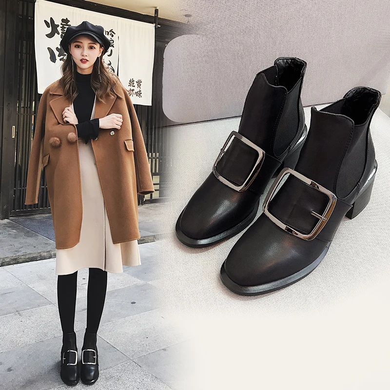 Thick with ankle boots female short tube British wind Martin boots with boots Chelsea boots autumn and winter
Thick with ankle boots female short tube British wind Martin boots with boots Chelsea boots autumn and winter