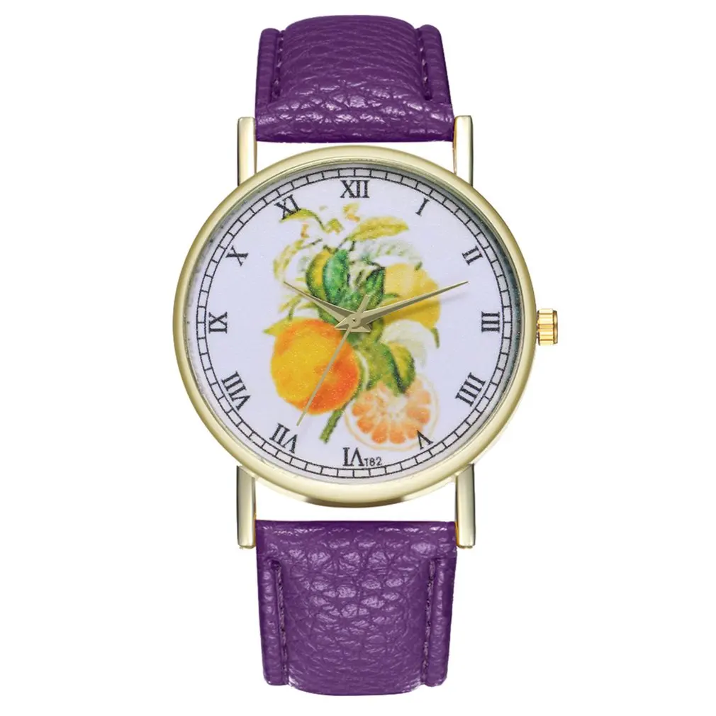 High-quality Brand New Beneficial T82 Grapefruit Leather Strap Quartz Women's Watch Fashionable Popular Nice for Dropshipping | Наручные