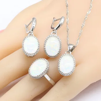 Australia White Opal Stones Silver Color Jewelry Sets For Women Necklace Pendant Drop Earrings Rings Christmas Gift Free Box
Australia White Opal Stones Silver Color Jewelry Sets For Women Necklace Pendant Drop Earrings Rings Christmas Gift Free Box
