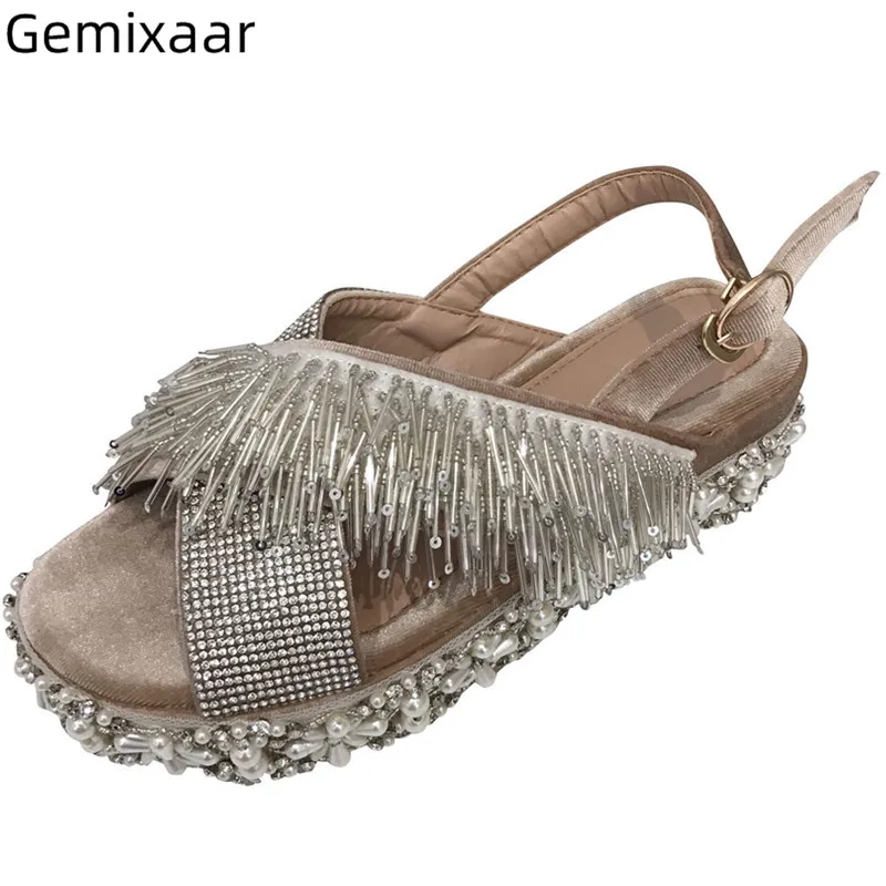 String Bead Crystal Slippers Shoes Woman Round Toe Med Platform T-show Footwear Luxury Jewelry Pearls Walking Slippers Women
String Bead Crystal Slippers Shoes Woman Round Toe Med Platform T-show Footwear Luxury Jewelry Pearls Walking Slippers Women