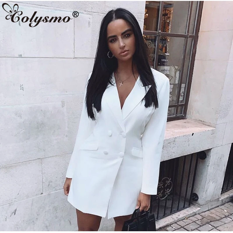 Colysmo Sexy Blazer Dress Women 2019 Autumn Slim Fit Bodycon Pockets Ffice Lady Short Dress Double Breasted Work Wear Pink Dress
Colysmo Sexy Blazer Dress Women 2019 Autumn Slim Fit Bodycon Pockets Ffice Lady Short Dress Double Breasted Work Wear Pink Dress
