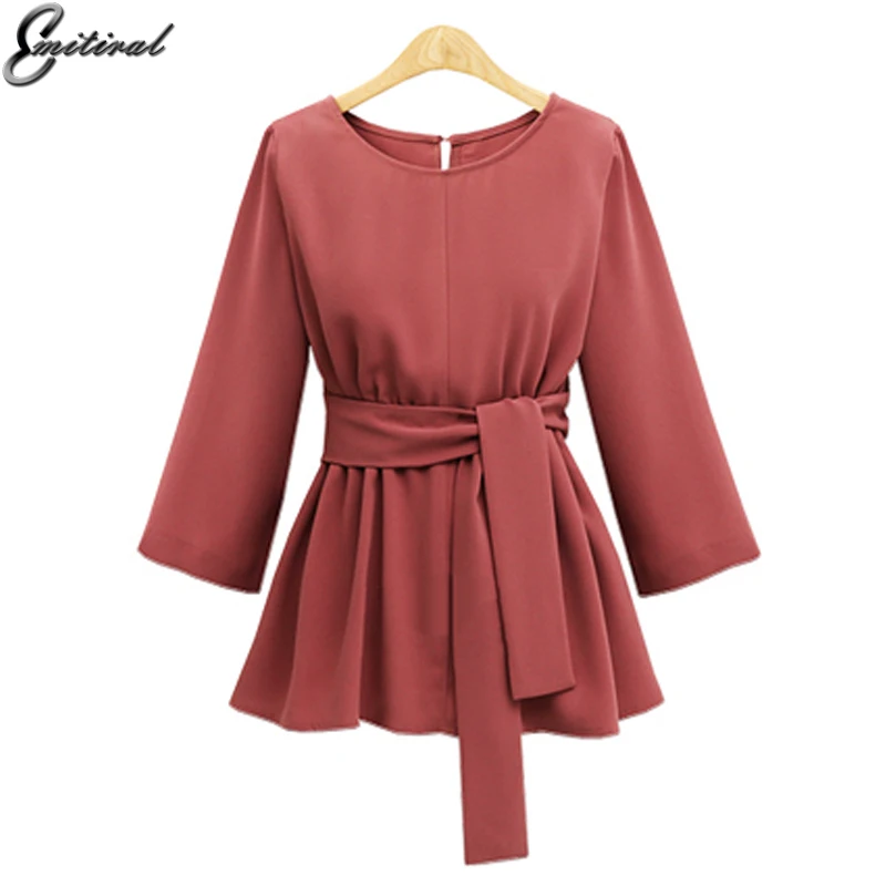 Emitiral 2017 5XL Plus Size Autumn Polyester Women Blouses Fashion O Neck Women Tunic Shirt Elegant Waist Belt Casual Tops Blusa
Emitiral 2017 5XL Plus Size Autumn Polyester Women Blouses Fashion O Neck Women Tunic Shirt Elegant Waist Belt Casual Tops Blusa