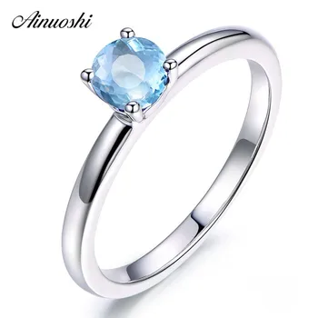 AINUOSHI 0.8 Carat Round Cut Classical Ring Pure 925 Silver Sky Blue Natural Topaz Ring Fashion Engagement Wedding Ring
AINUOSHI 0.8 Carat Round Cut Classical Ring Pure 925 Silver Sky Blue Natural Topaz Ring Fashion Engagement Wedding Ring