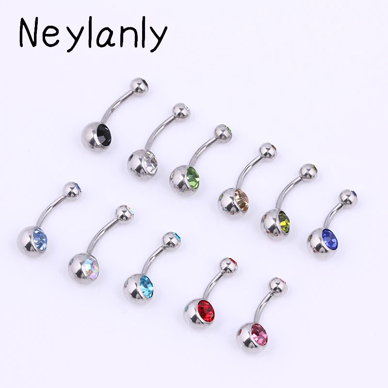 10pcs/set Mix Color Belly Button Rings Navel Piercing Bar Double Crystal Head Stainless Steel Steampunk Body Piercing Jewelry
10pcs/set Mix Color Belly Button Rings Navel Piercing Bar Double Crystal Head Stainless Steel Steampunk Body Piercing Jewelry