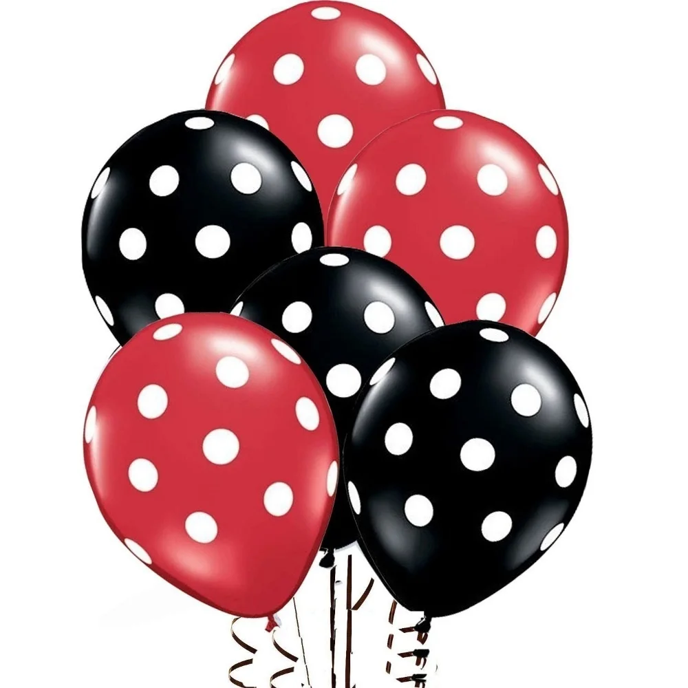 

10pcs Ladybug Black Red Spot Polka dot latex balloons globos party Birthday ballons wedding Decorations baloon toys 12inch Balls