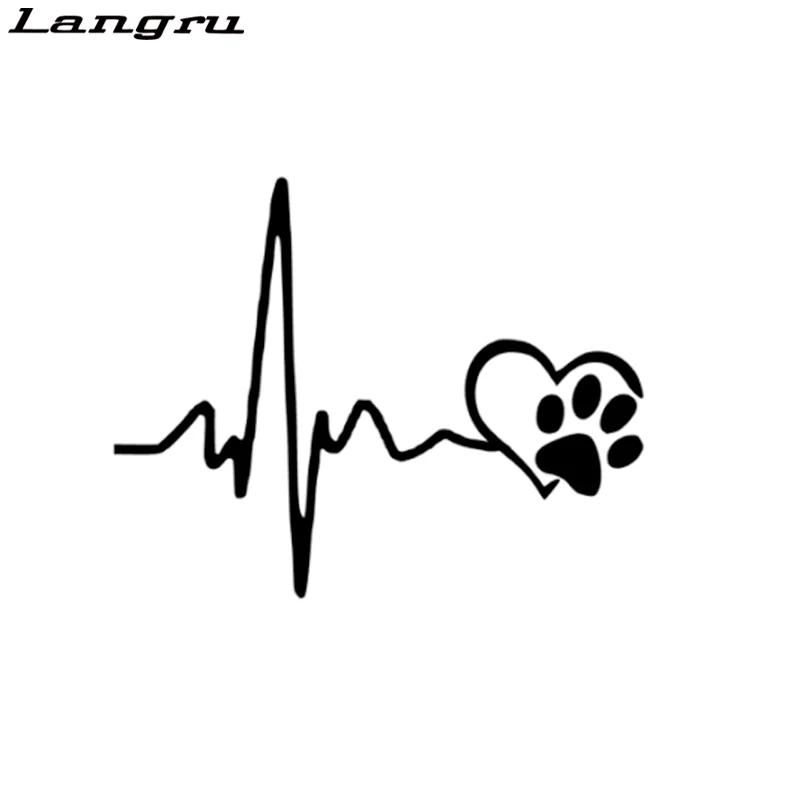Langru креативные виниловые наклейки для автомобиля с сердечным ритмом Love Dog |