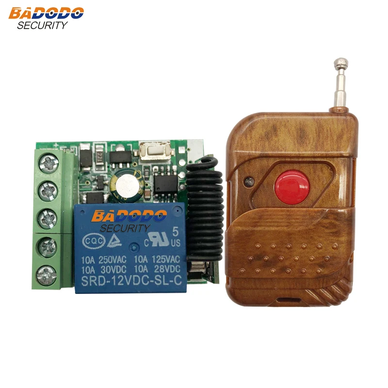 Badodo Door access Control system use DC 12V Single Channel Relay Module RF Wireless Switch Receiver Remote Control Transmitter 
Badodo Door access Control system use DC 12V Single Channel Relay Module RF Wireless Switch Receiver Remote Control Transmitter