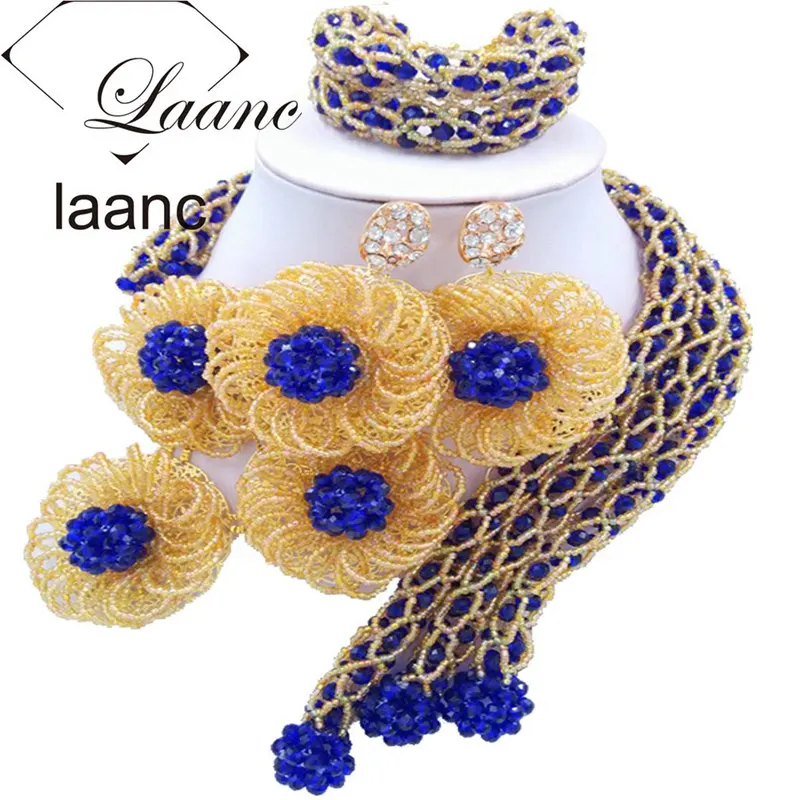 Laanc African Flower Jewelry Set for Women Crystal Beads Royal Blue and Gold Nigerian Wedding Necklace and Earrings FBFE001
Laanc African Flower Jewelry Set for Women Crystal Beads Royal Blue and Gold Nigerian Wedding Necklace and Earrings FBFE001