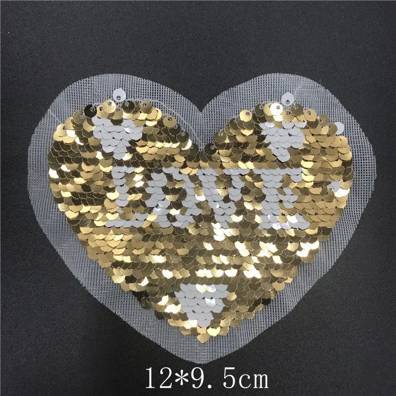 JIECHU 1pcs heart Reversible Change Color MIX Sequins Iron Sew On for clothes | Дом и сад
