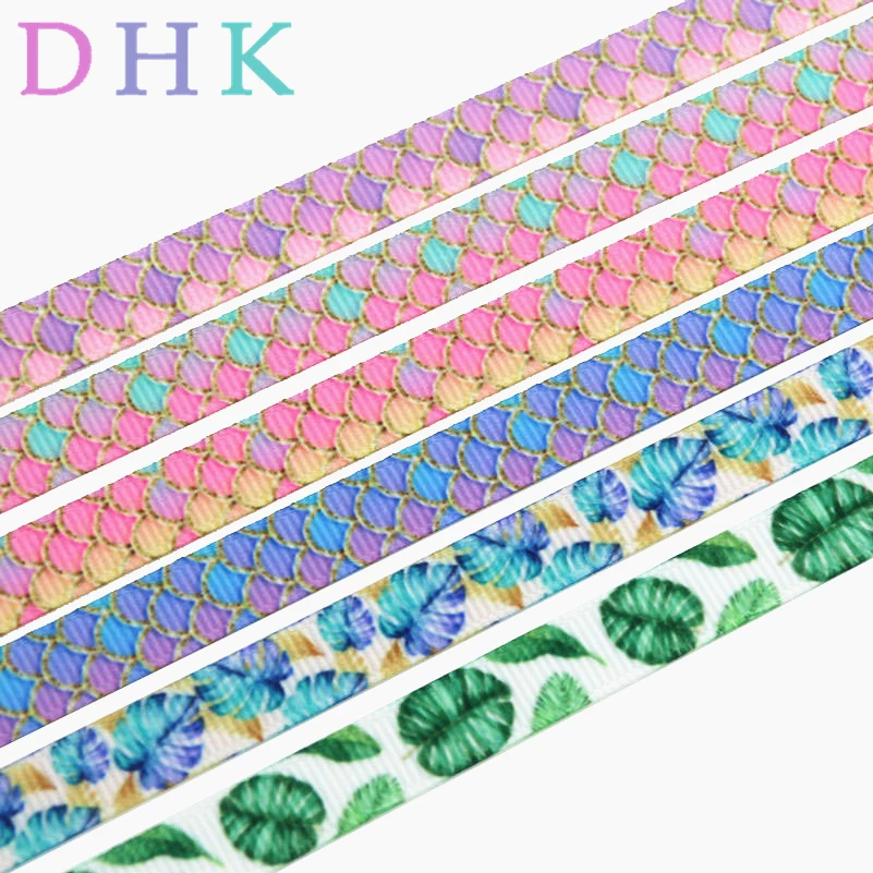 DHK 3/8'' 5yards mermaid fish scale leaf printed grosgrain ribbon Accessory hairbow headwear DIY decoration 9mm C1589
DHK 3/8'' 5yards mermaid fish scale leaf printed grosgrain ribbon Accessory hairbow headwear DIY decoration 9mm C1589
