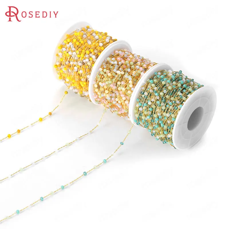 50CM Bead 3MM 24K Gold Color Brass and Glass with Wheel Beads Necklace Chains High Quality Diy Jewelry Findings Accessories
50CM Bead 3MM 24K Gold Color Brass and Glass with Wheel Beads Necklace Chains High Quality Diy Jewelry Findings Accessories