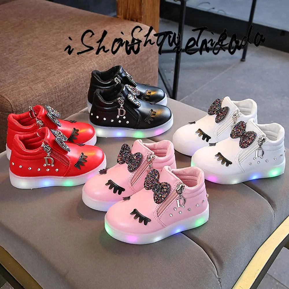 Kids Baby Infant Girls Crystal Bowknot LED Luminous Boots Shoes Sneakers Butterfly knot diamond Little white shoes
Kids Baby Infant Girls Crystal Bowknot LED Luminous Boots Shoes Sneakers Butterfly knot diamond Little white shoes