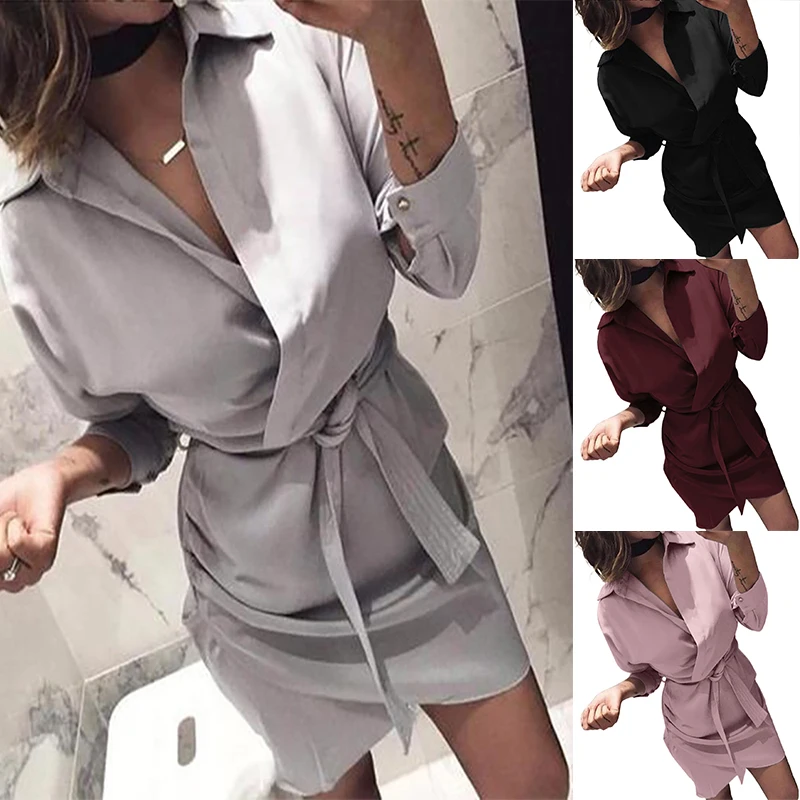 Casual Shirt Dress 2019 New Arrival Women Dress Long Sleeve Elegant Dress Turn-Down Collar Casual Mini Office Dress
Casual Shirt Dress 2019 New Arrival Women Dress Long Sleeve Elegant Dress Turn-Down Collar Casual Mini Office Dress