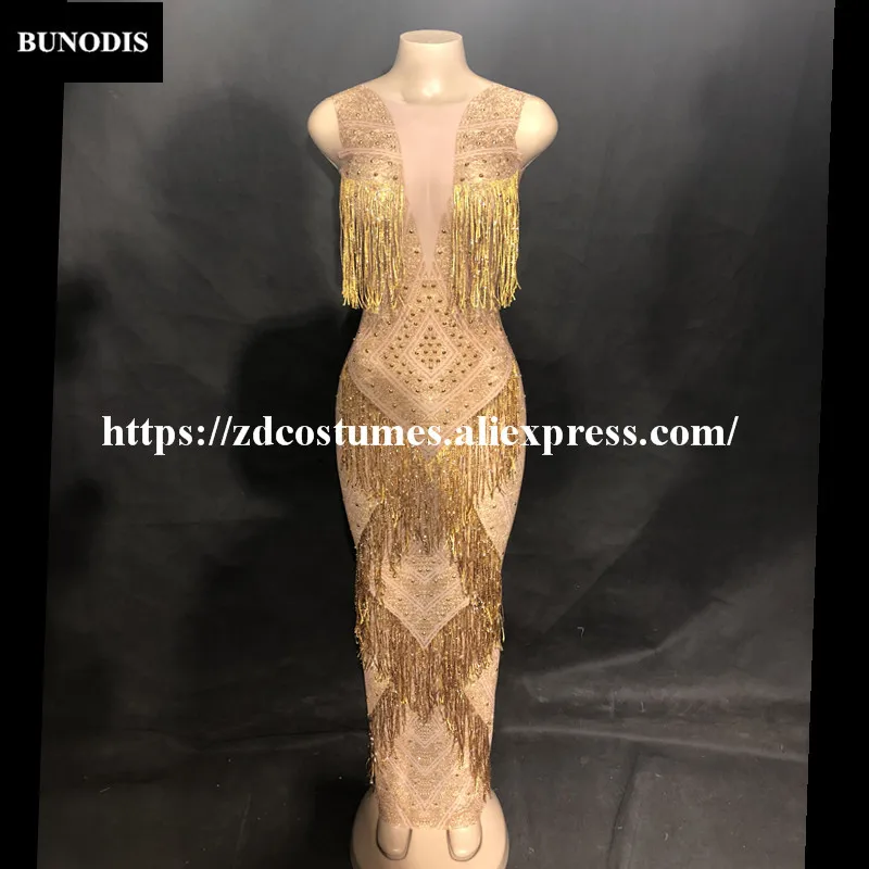 ZD375 Women Sexy Net Yarn Bling Long Skirt Full Of Gold Tassel Sparkling Crystals Clothing Nightclub Party Stage Wear Costumes
ZD375 Women Sexy Net Yarn Bling Long Skirt Full Of Gold Tassel Sparkling Crystals Clothing Nightclub Party Stage Wear Costumes