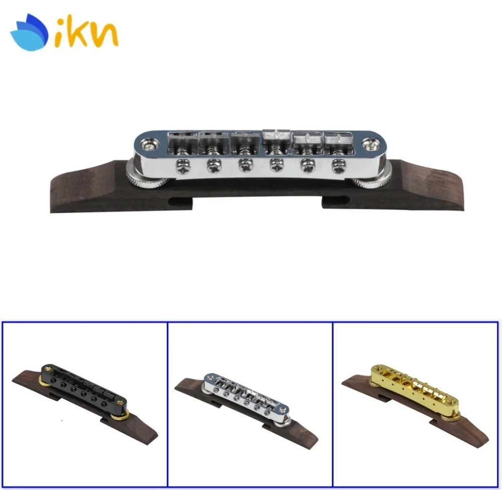 New Set of Tune-O-Matic Electric Guitar Bridge Adjustable with Rosewood Base for 6 String Archtop Jazz Guitar,Black-Chrome-Gold
New Set of Tune-O-Matic Electric Guitar Bridge Adjustable with Rosewood Base for 6 String Archtop Jazz Guitar,Black-Chrome-Gold