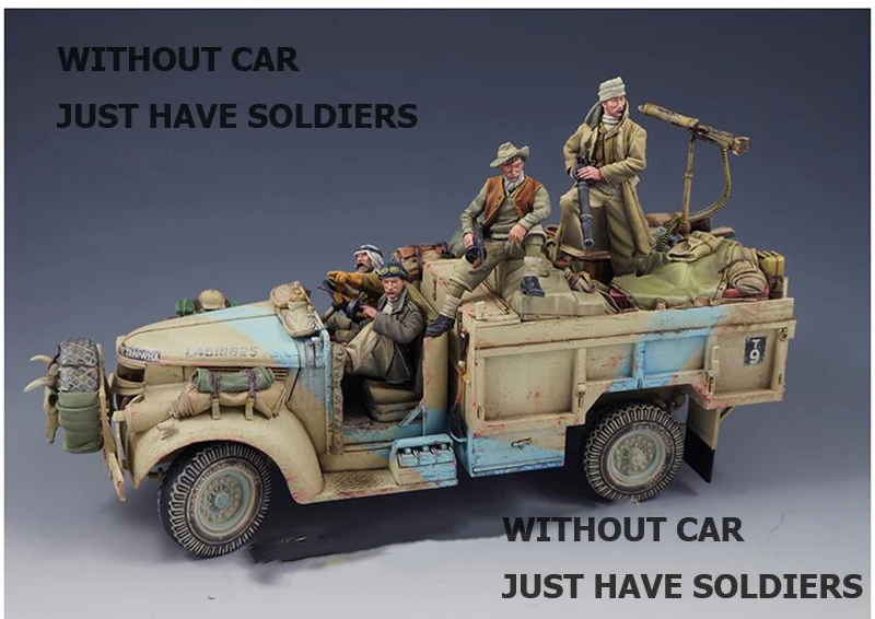 New Unassembled 1/35 The Long Range Desert Patrol 4 soldiers WITHOUT CAR Resin Kit DIY Toys Unpainted resin model
New Unassembled 1/35 The Long Range Desert Patrol 4 soldiers WITHOUT CAR Resin Kit DIY Toys Unpainted resin model