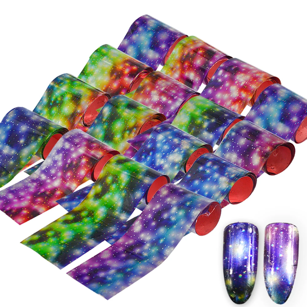 16pcs Starry Sky Shimmer Nail Foils Colorful Rain Flower Nail Art Transfer Sticker Decals DIY Beauty Decoration Nail Tools LA448
16pcs Starry Sky Shimmer Nail Foils Colorful Rain Flower Nail Art Transfer Sticker Decals DIY Beauty Decoration Nail Tools LA448