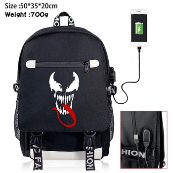 Movie Venom Canvas Zip USB Backpack Charging School Bag Shoulder Bag Mochila PacksackLaptop Bag Fashion Leisure Travel Bag
Movie Venom Canvas Zip USB Backpack Charging School Bag Shoulder Bag Mochila PacksackLaptop Bag Fashion Leisure Travel Bag