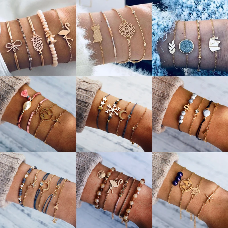 28 Styles Bohemia Heart Rope Chain Bracelets Set Bird Letters Love Pineapple Shell Bracelet & Bangle Jewelry Gift for Friends
28 Styles Bohemia Heart Rope Chain Bracelets Set Bird Letters Love Pineapple Shell Bracelet & Bangle Jewelry Gift for Friends