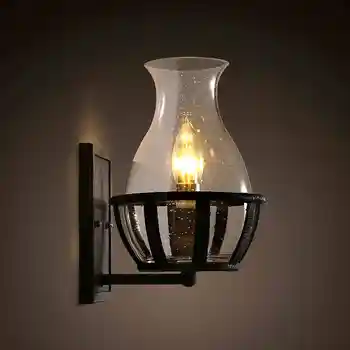 American retro restaurant balcony corridor lamp bedside glass lamp iron study wall lamp free shipping
American retro restaurant balcony corridor lamp bedside glass lamp iron study wall lamp free shipping