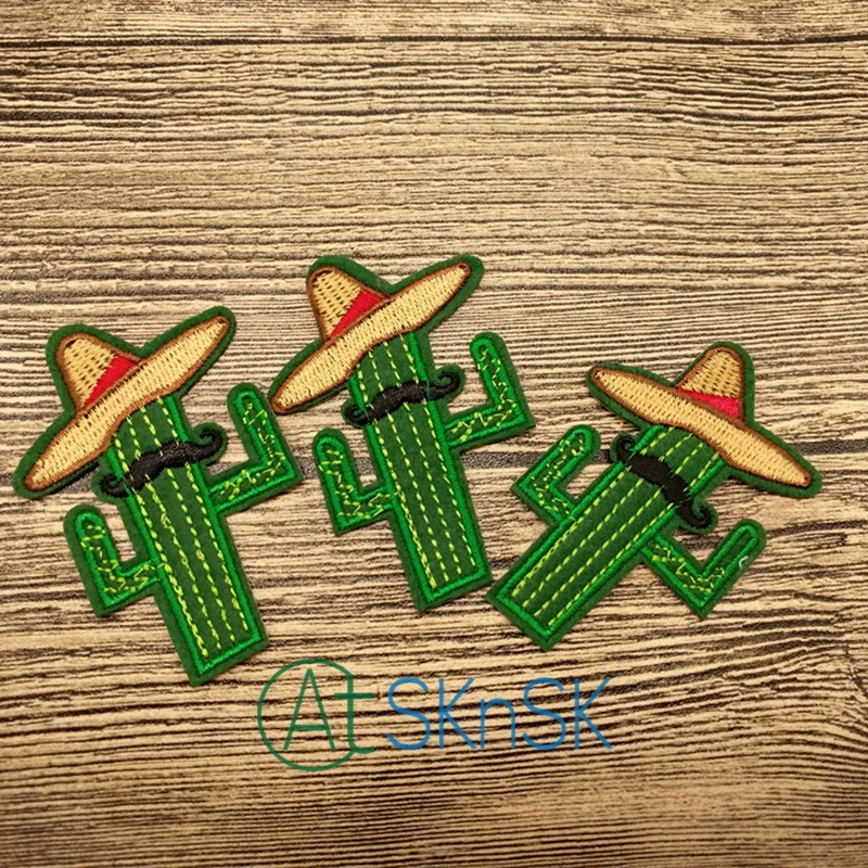 

10Pcs/lot Cowboy Cactus With Hat Patch for Clothing Iron on Embroidered Sew Applique Fabric Patch Badge Garment DIY Accessories