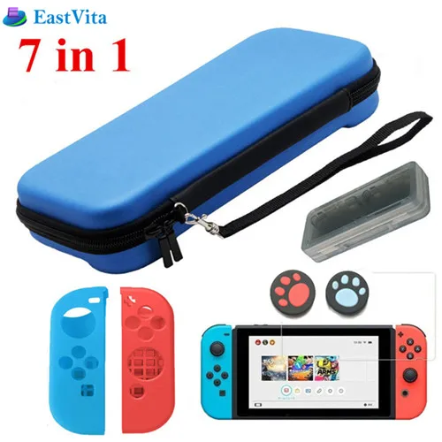 7 in 1 Storage Bag Cover for Nintend Switch NS Console Tempered Glass Screen Protector + Controller Silicone Case Skin
7 in 1 Storage Bag Cover for Nintend Switch NS Console Tempered Glass Screen Protector + Controller Silicone Case Skin