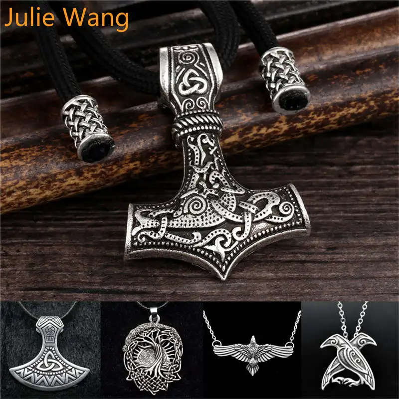 Julie Wang Viking Necklace For Men Alloy Life Tree Bird Eagle Hammer Chain Pendant Men Punk Boyfriend Party Jewelry Gifts
Julie Wang Viking Necklace For Men Alloy Life Tree Bird Eagle Hammer Chain Pendant Men Punk Boyfriend Party Jewelry Gifts
