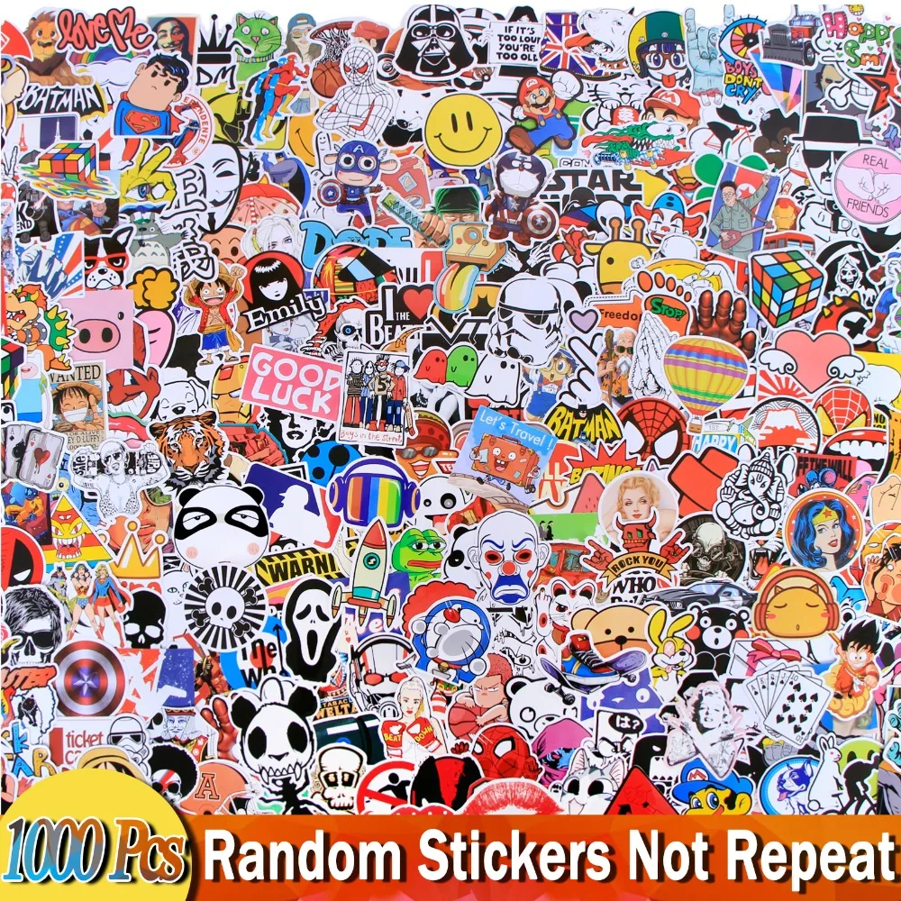 Mixed 1000 PCS Funny Cartoon Random Stickers Kids DIY Toys for Home Decor Luggage Car Bike Motorcycle Laptop Graffiti Sticker
Mixed 1000 PCS Funny Cartoon Random Stickers Kids DIY Toys for Home Decor Luggage Car Bike Motorcycle Laptop Graffiti Sticker