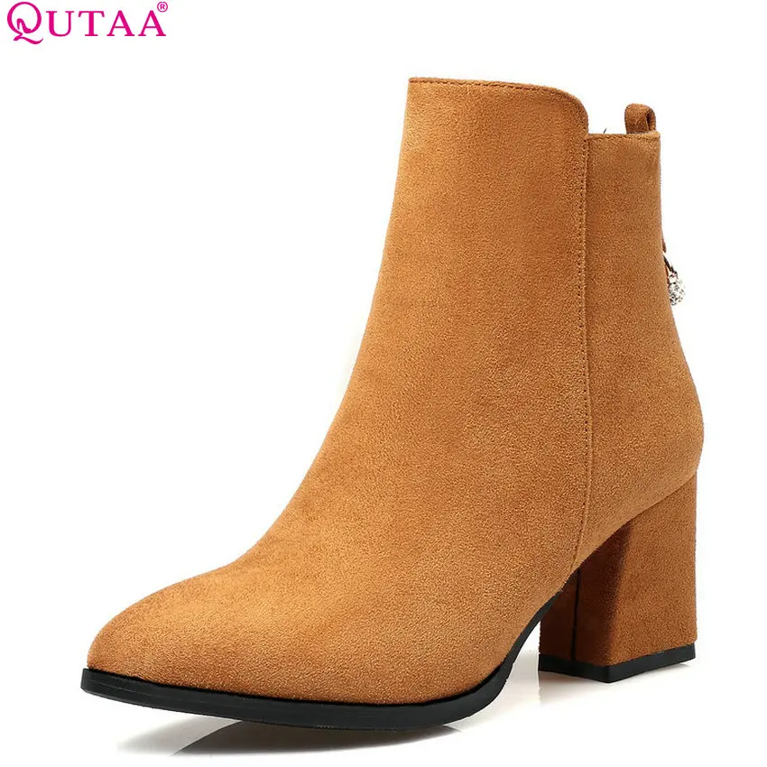 QUTAA 2018 Women Ankle Boots Fashion Flock Square High Heel Pointed Toe New Women Shoes Zipper Design Women Boots Size 34-43
QUTAA 2018 Women Ankle Boots Fashion Flock Square High Heel Pointed Toe New Women Shoes Zipper Design Women Boots Size 34-43