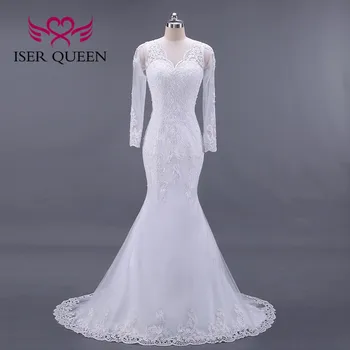 Long Sleeve Illusion back Vestidos De Novia Muslim Mermaid Wedding Dresses Pure white Brazil Wedding Gowns W0034
Long Sleeve Illusion back Vestidos De Novia Muslim Mermaid Wedding Dresses Pure white Brazil Wedding Gowns W0034