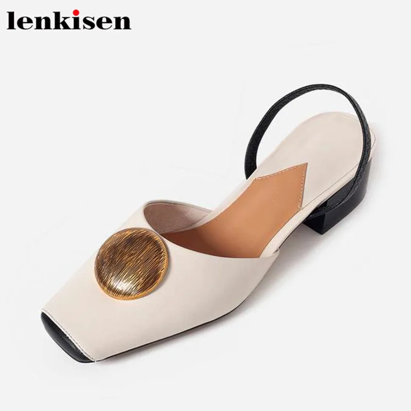 Lenkisen pop handmade peppy style square toe slip on solid button slingback med heels full grain leather party women sandals L16 
Lenkisen pop handmade peppy style square toe slip on solid button slingback med heels full grain leather party women sandals L16