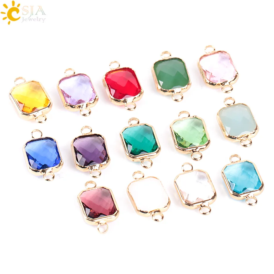 CSJA Bohemian Square Crystal Glass Beads Gold Double Rings Pendant for Necklace Charm Bracelets Connector Jewellery Finding E880
CSJA Bohemian Square Crystal Glass Beads Gold Double Rings Pendant for Necklace Charm Bracelets Connector Jewellery Finding E880